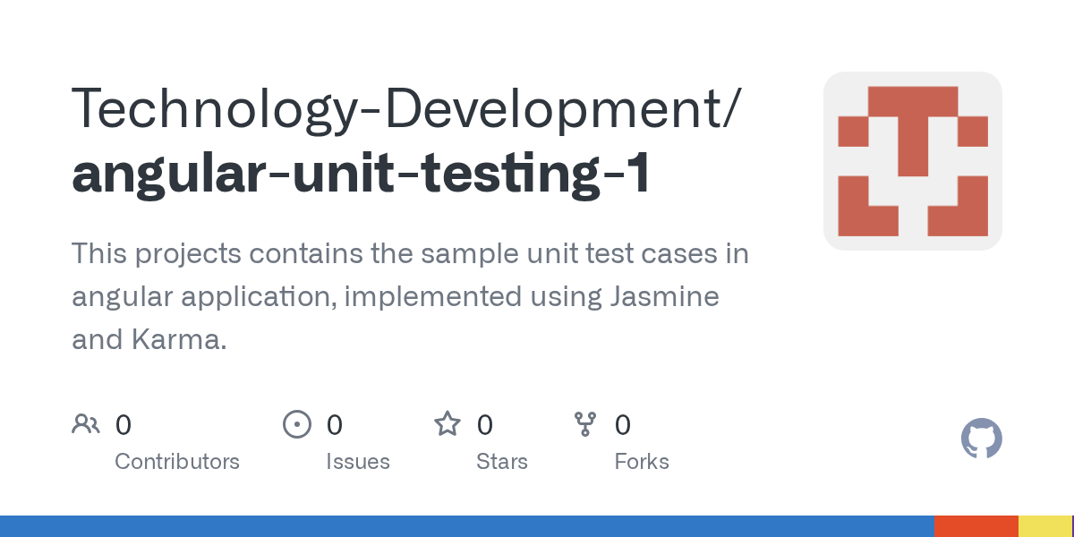 GitHub TechnologyDevelopment/angularunittesting1 This projects