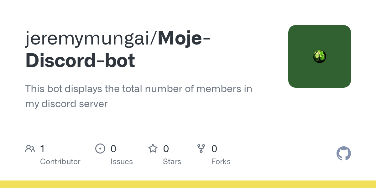 GitHub Jmungaitech/MojeDiscordbot This bot displays the total