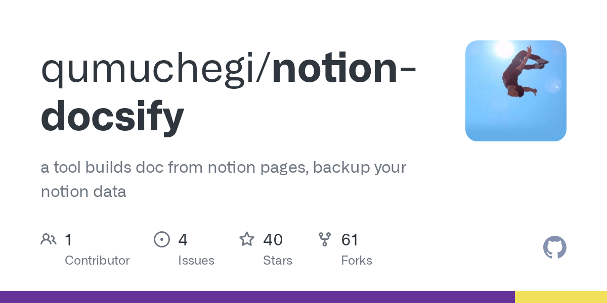 GitHub qumuchegi/notiondocsify a tool builds doc from notion pages