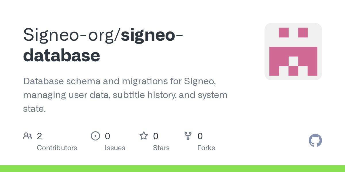 GitHub Database schema and migrations for
