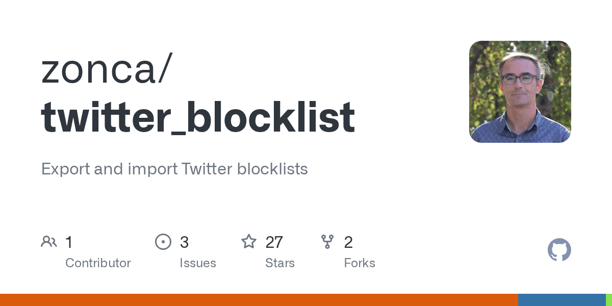 GitHub zonca/twitter_blocklist Export and import Twitter blocklists