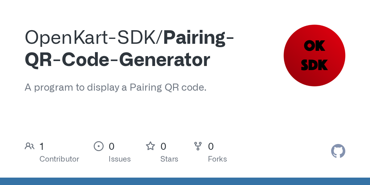 GitHub OpenKartSDK/PairingQRCodeGenerator A program to display a