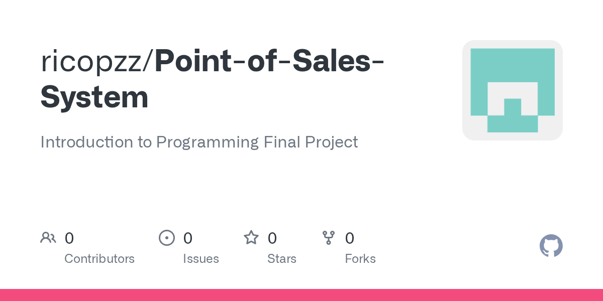 GitHub ricopzz/PointofSalesSystem Introduction to Programming
