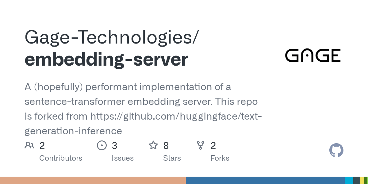 GitHub GageTechnologies/embeddingserver A (hopefully) performant