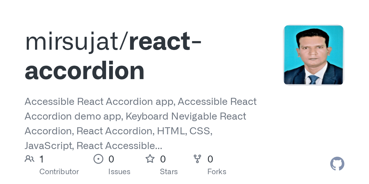 GitHub mirsujat/reactaccordion Accessible React Accordion app