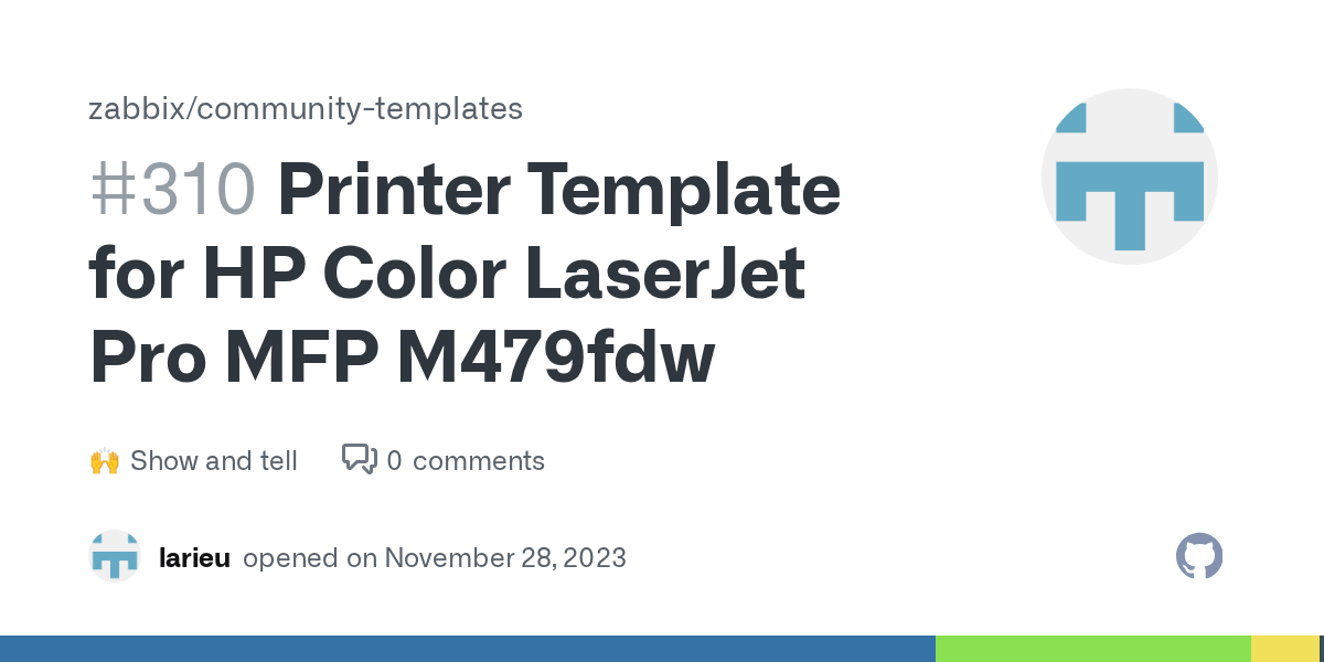Printer Template for HP Color LaserJet Pro MFP M479fdw · zabbix