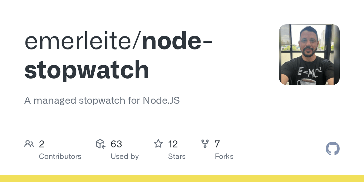 GitHub emerleite/nodestopwatch A managed stopwatch for Node.JS