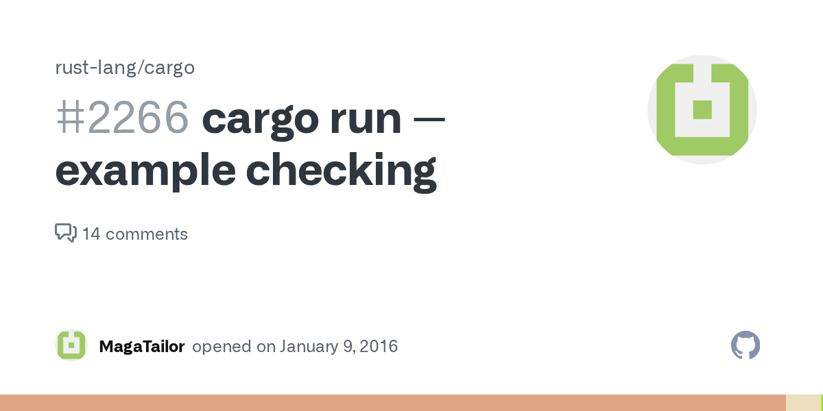 cargo run example checking · Issue 2266 · rustlang/cargo · GitHub