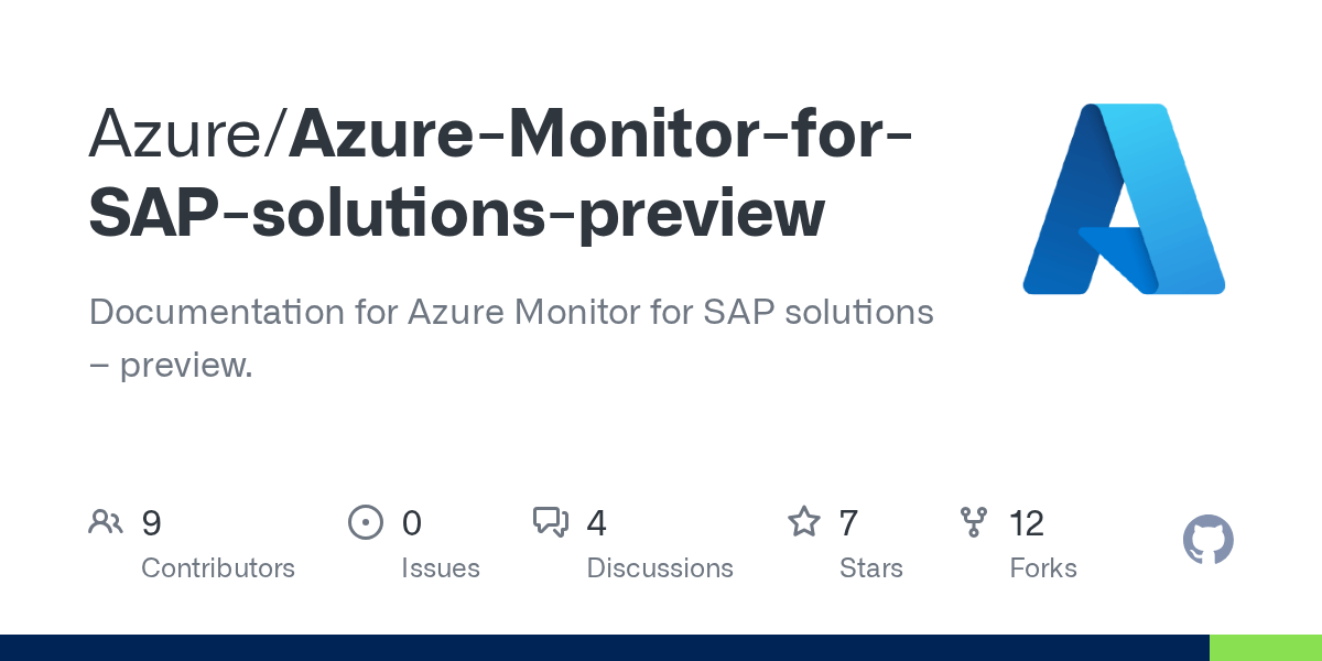 GitHub Azure/AzureMonitorforSAPsolutionspreview Documentation