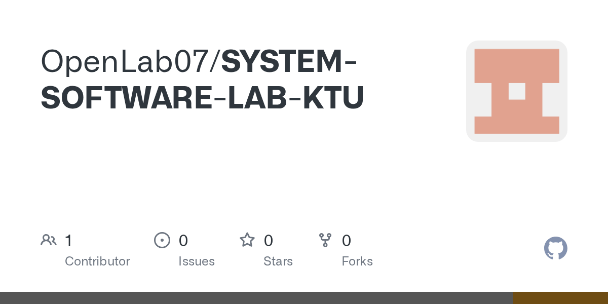 GitHub OpenLab07/SYSTEMSOFTWARELABKTU