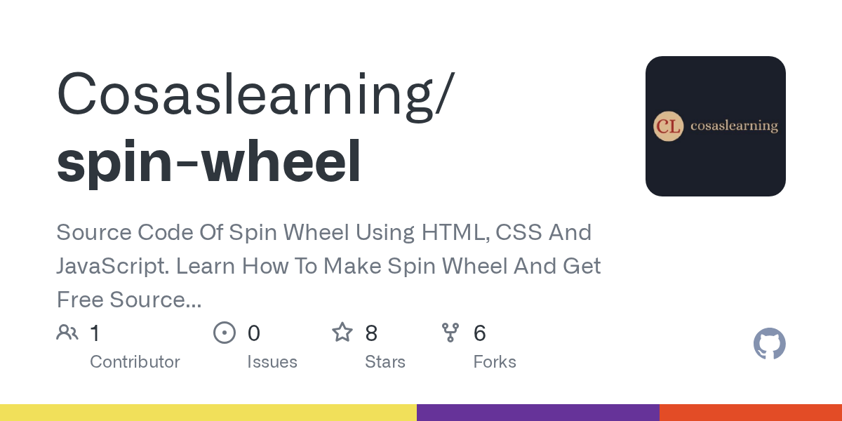 GitHub Cosaslearning/spinwheel Source Code Of Spin Wheel Using HTML