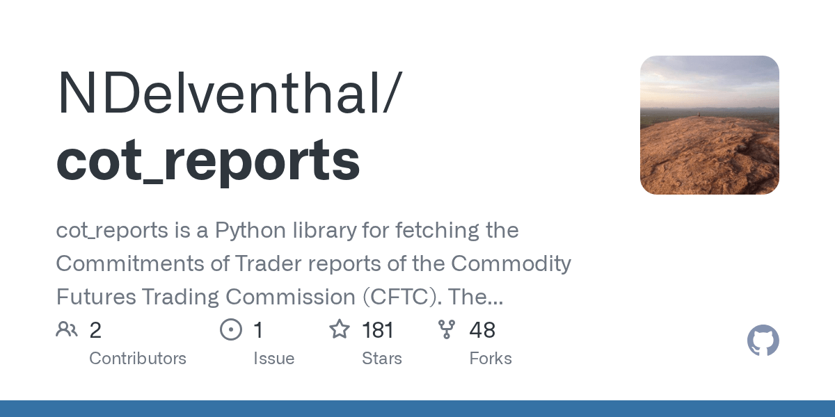 GitHub NDelventhal/cot_reports cot_reports is a Python library for