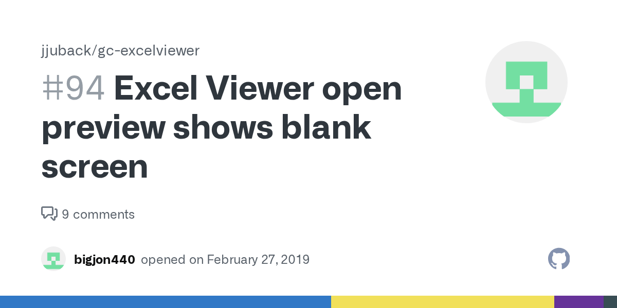 Excel Viewer open preview shows blank screen · Issue 94 · jjuback/gcexcelviewer · GitHub