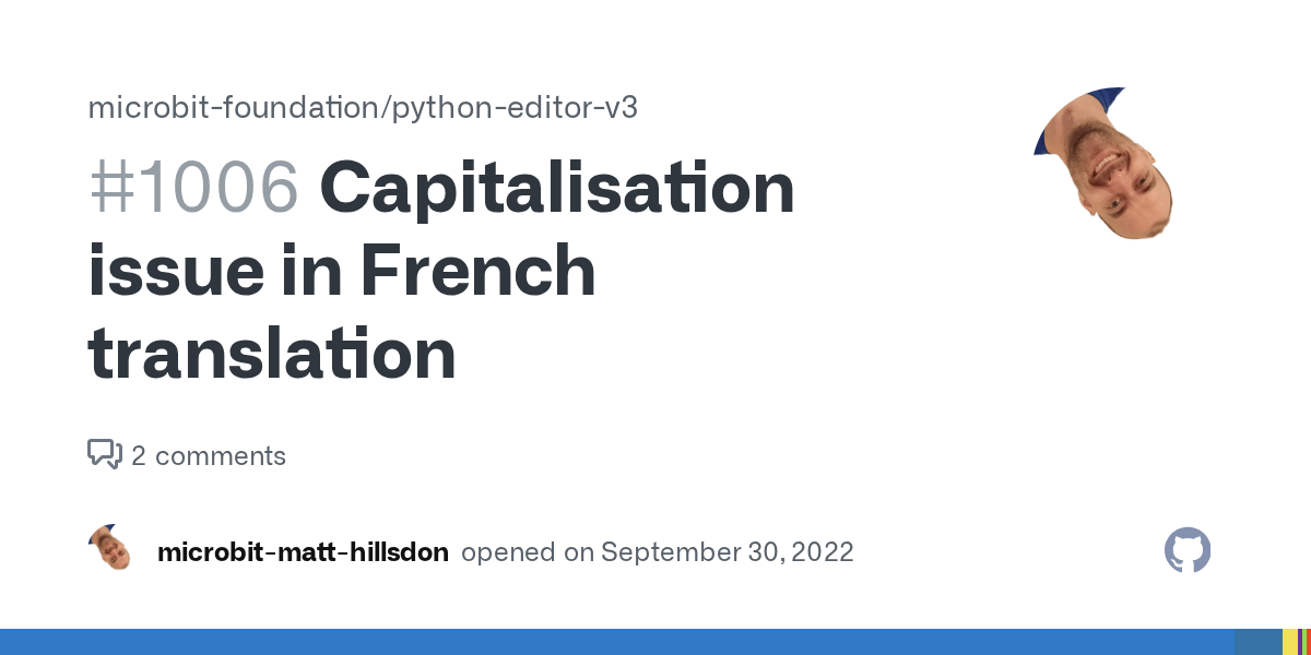 Capitalisation issue in French translation · Issue 1006 · microbit