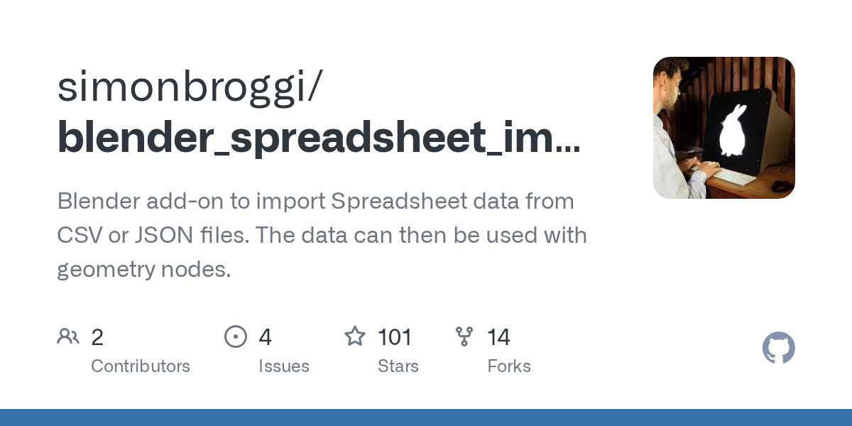 GitHub simonbroggi/blender_spreadsheet_import Blender addon to import Spreadsheet data from
