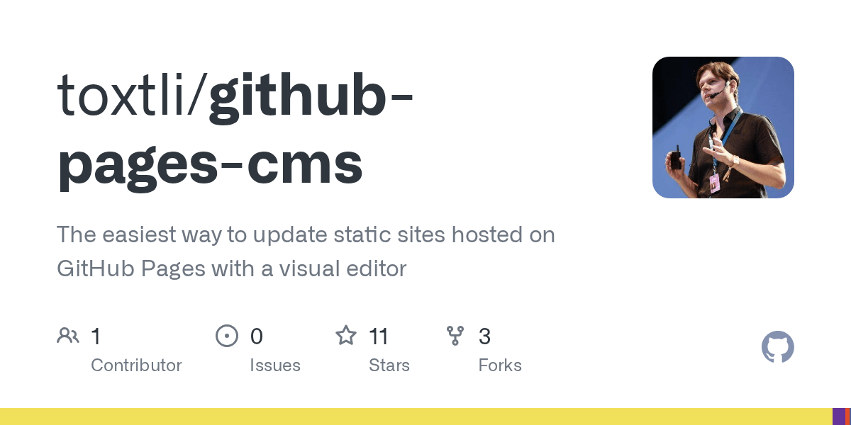 GitHub toxtli/githubpagescms The easiest way to update static