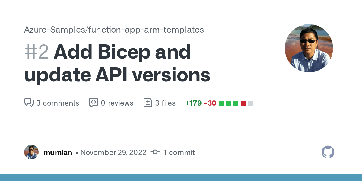 Add Bicep and update API versions by mumian · Pull Request 2 · Azure