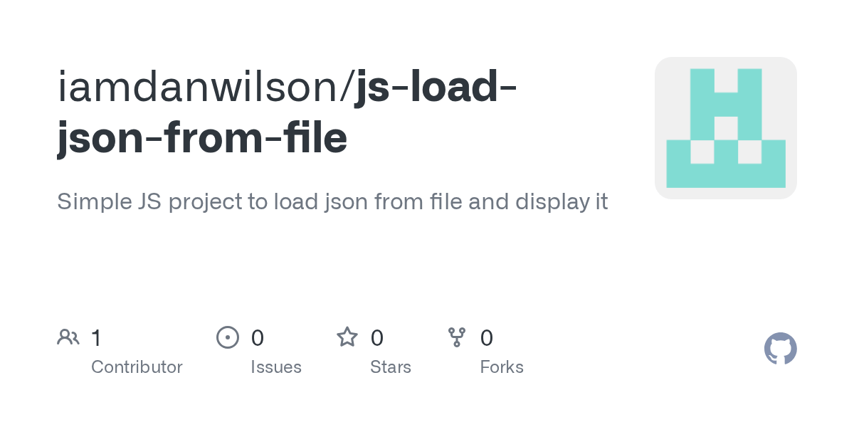 GitHub iamdanwilson/jsloadjsonfromfile Simple JS project to load