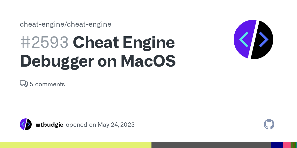 Cheat Engine Debugger on MacOS · Issue #2593 · cheat-engine/cheat
