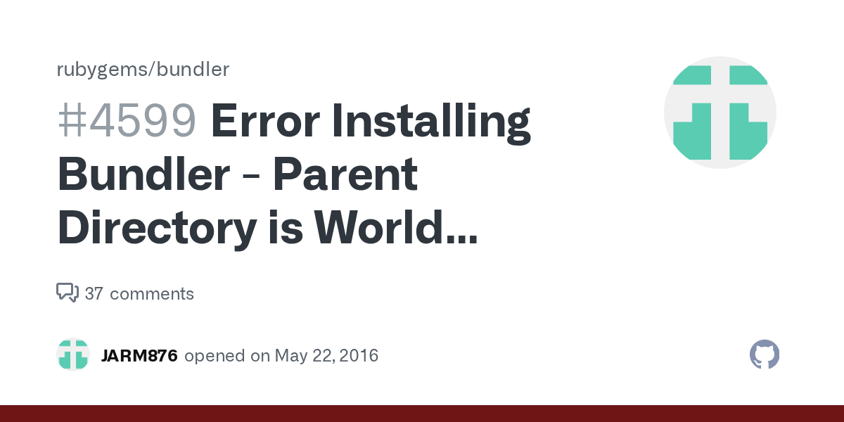 Error Installing Bundler Parent Directory is World Writable but not