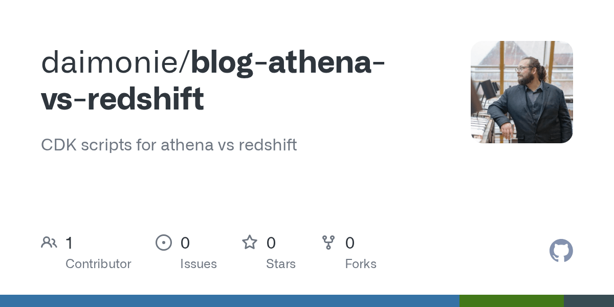 GitHub daimonie/blogathenavsredshift CDK scripts for athena vs