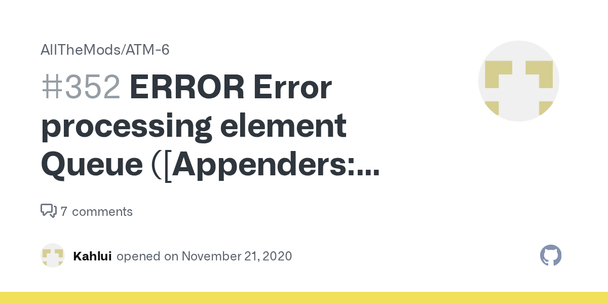 ERROR Error processing element Queue ([Appenders null]) CLASS_NOT