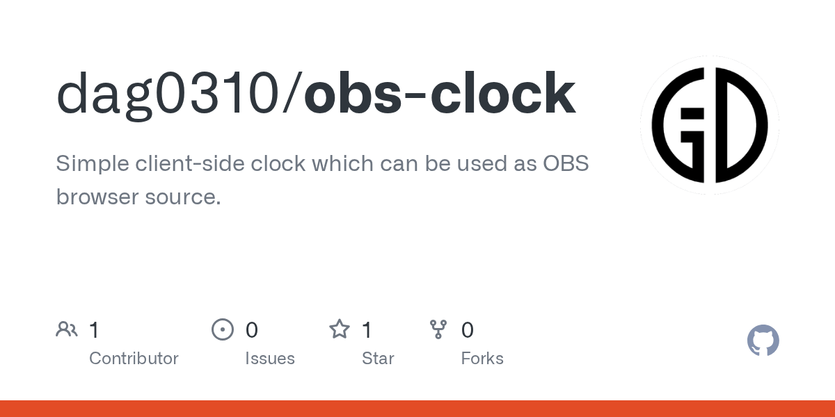 GitHub dag0310/obsclock Simple clientside clock which can be used as OBS browser source.