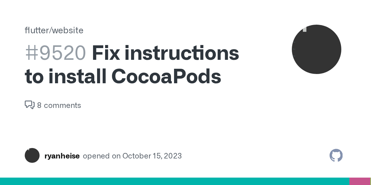 Fix instructions to install CocoaPods · Issue 9520 · flutter/website