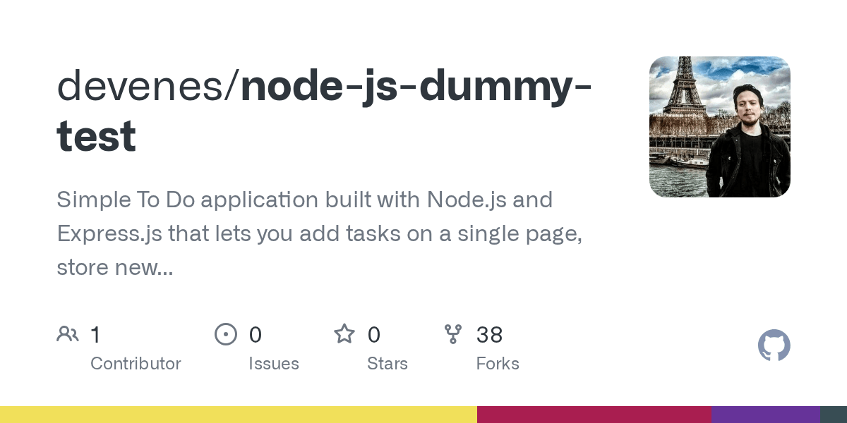 GitHub devenes/nodejsdummytest Simple To Do application built
