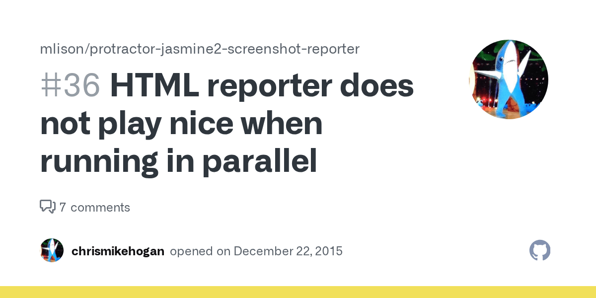 HTML reporter does not play nice when running in parallel · Issue 36
