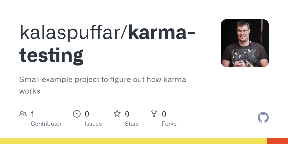 GitHub kalaspuffar/karmatesting Small example project to figure out