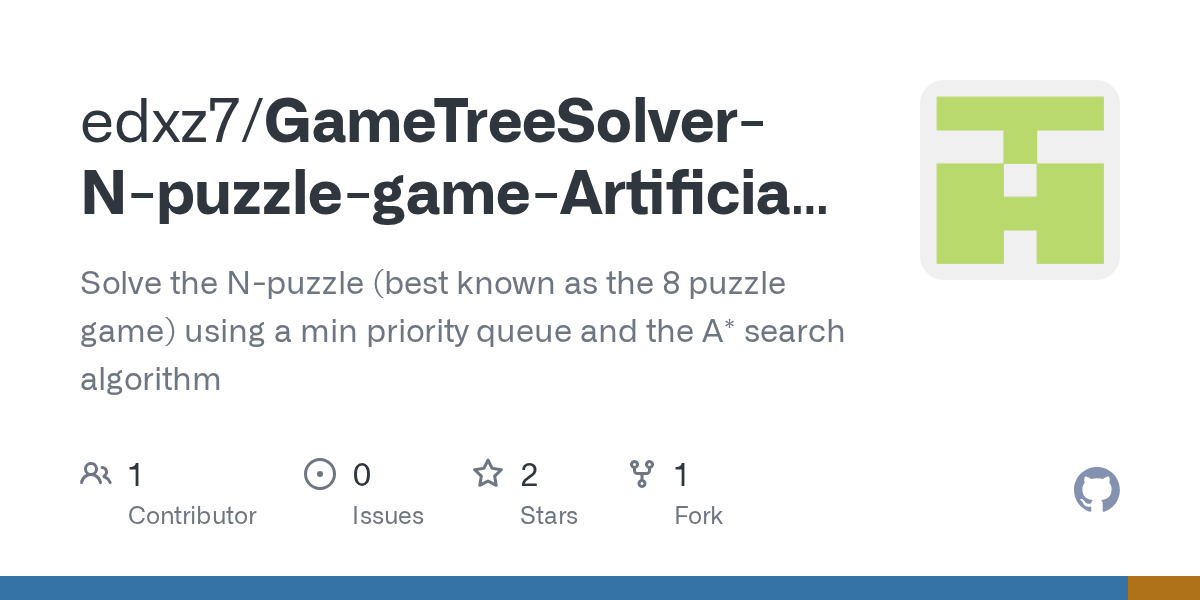 GitHub edxz7/GameTreeSolverNpuzzlegameArtificialInteligence