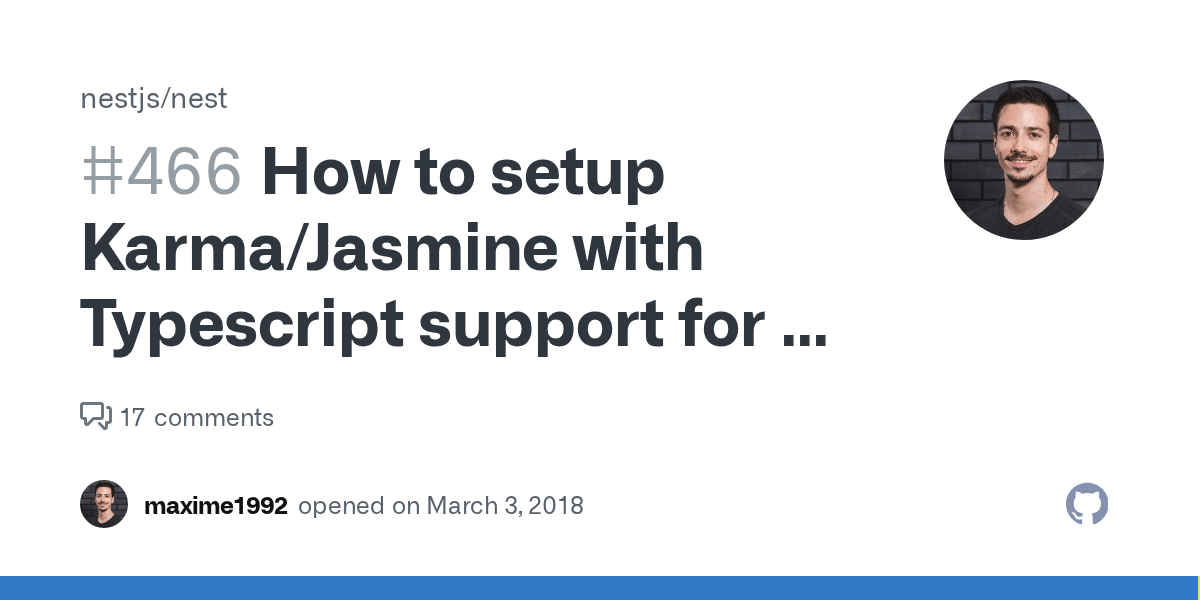 How to setup Karma/Jasmine with Typescript support for a NestJs project