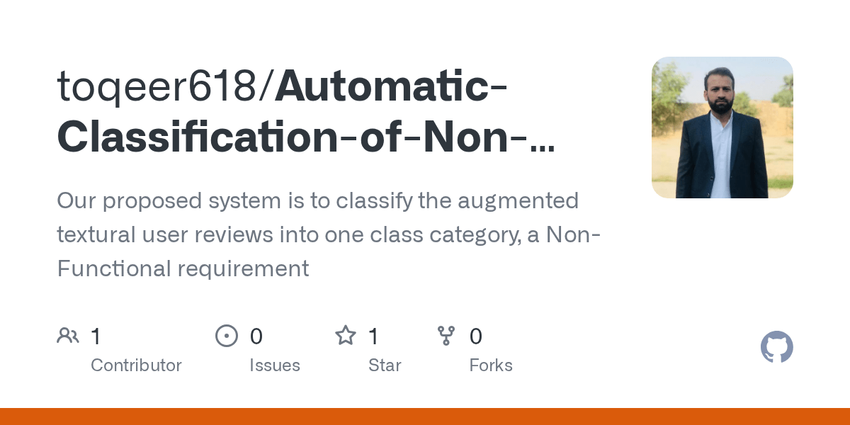 GitHub toqeer618/AutomaticClassificationofNonFunctional