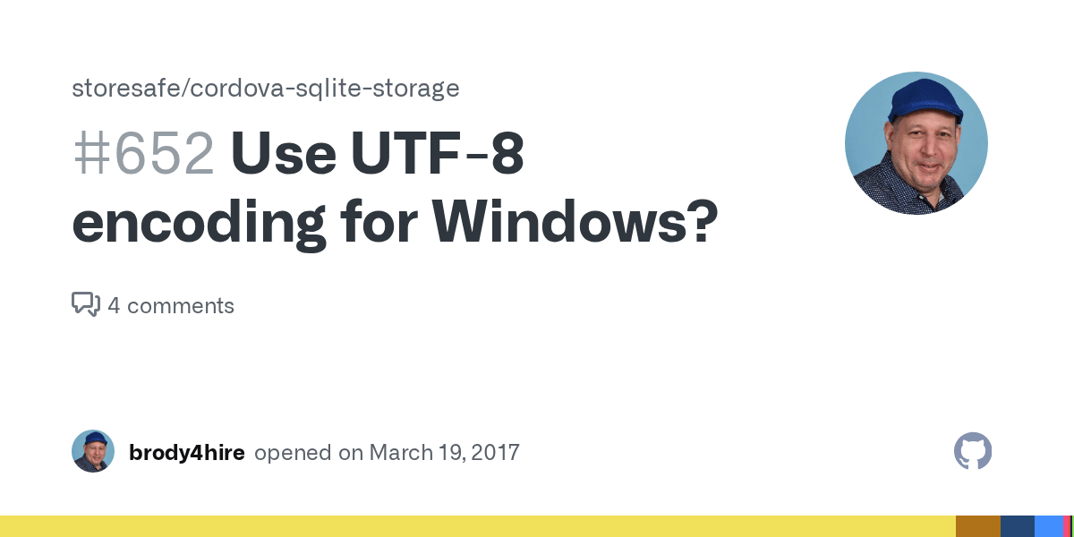 Use UTF8 encoding for Windows? · Issue 652 · storesafe/cordovasqlite