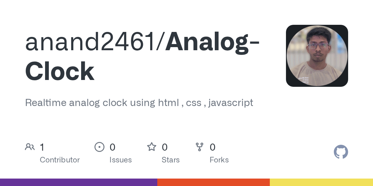 GitHub anand2461/AnalogClock Realtime analog clock using html , css