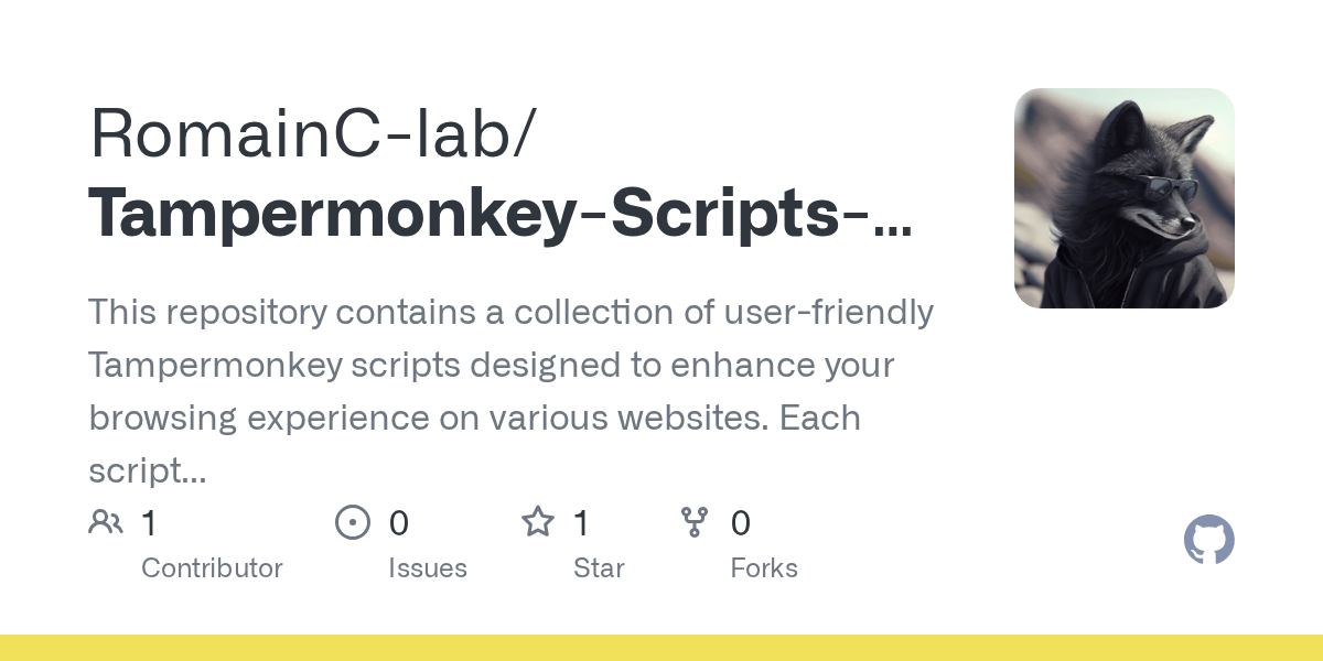 GitHub RomainClab/TampermonkeyScriptsCollection This repository