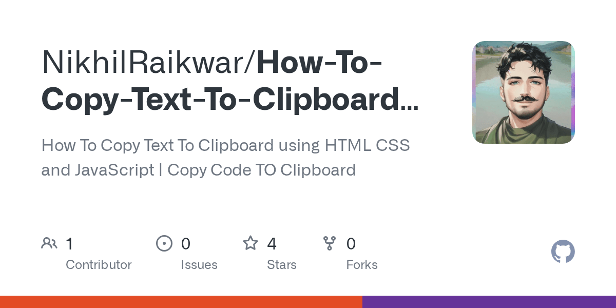 GitHub NikhilRaikwar/HowToCopyTextToClipboardusingHTMLCSSand