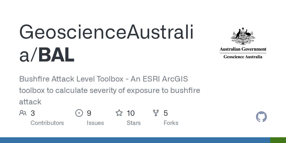 GitHub GeoscienceAustralia/BAL Bushfire Attack Level Toolbox An
