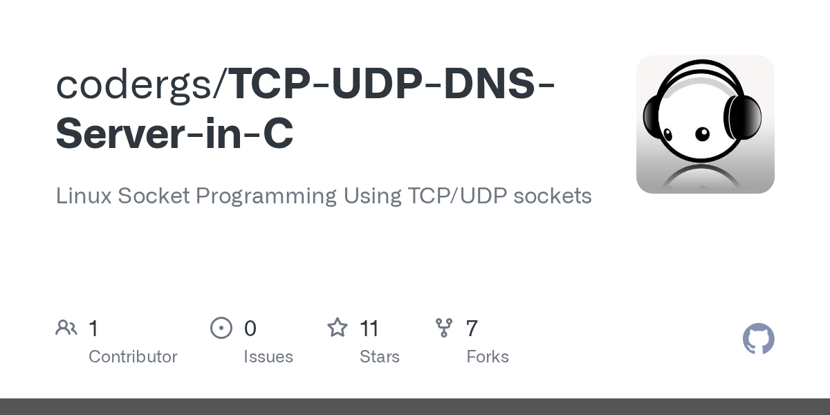 GitHub codergs/TCPUDPDNSServerinC Linux Socket Programming