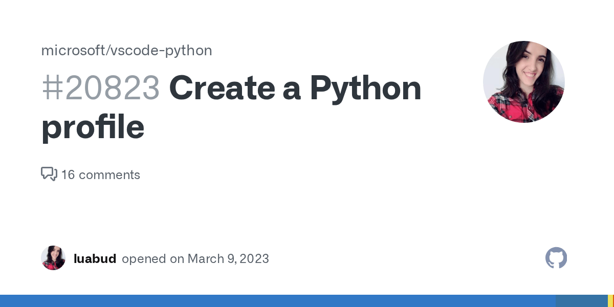 Create a Python profile · Issue 20823 · microsoft/vscodepython · GitHub