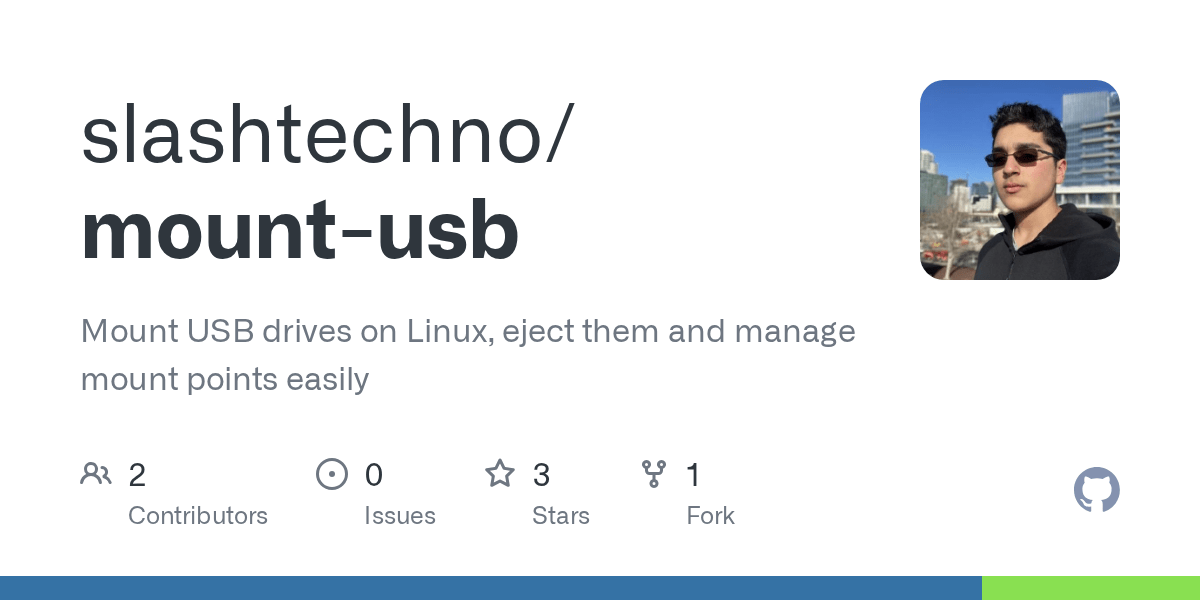 GitHub slashtechno/mountusb Mount USB drives on Linux, eject them