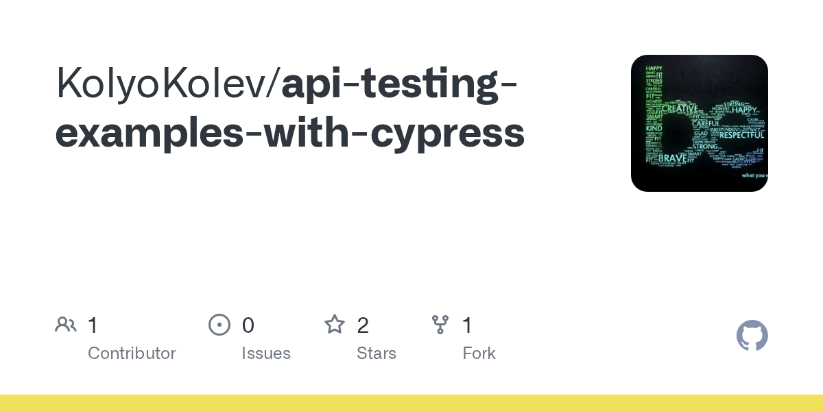 GitHub KolyoKolev/apitestingexampleswithcypress