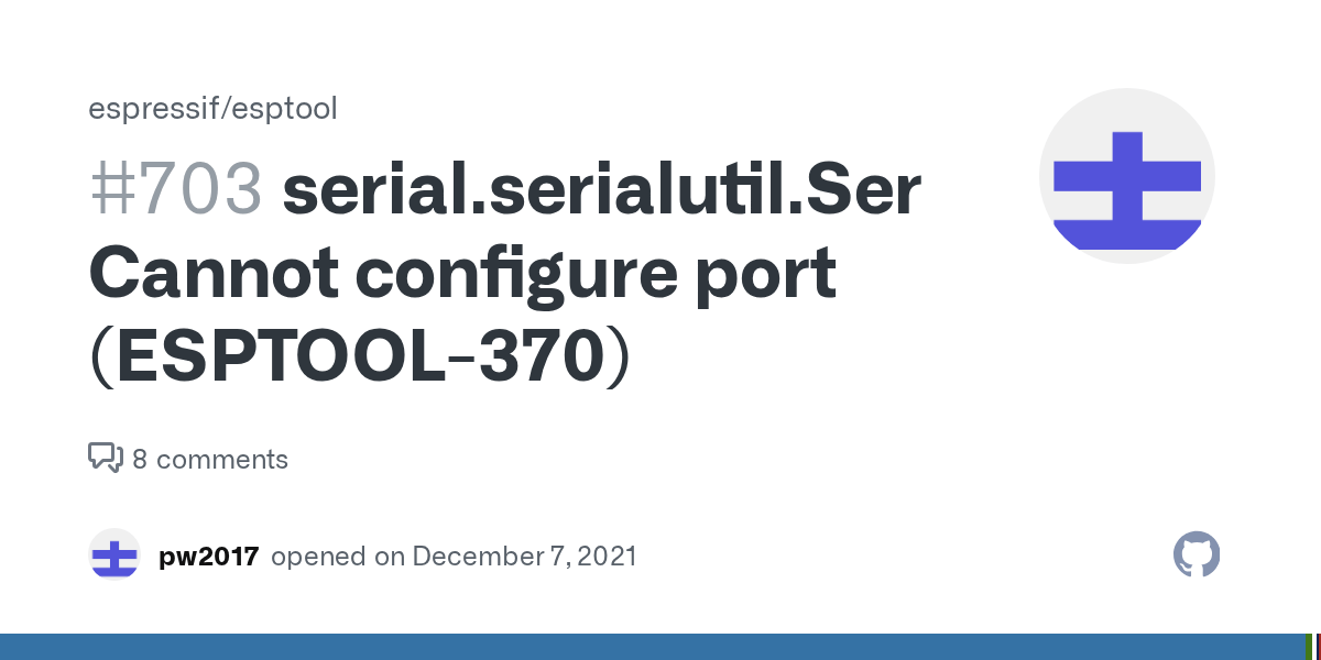 serial.serialutil.SerialException Cannot configure port (ESPTOOL370