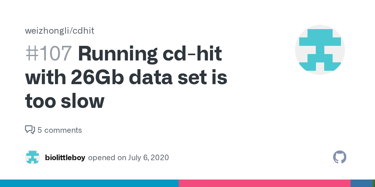 Running cdhit with 26Gb data set is too slow · Issue 107 · weizhongli