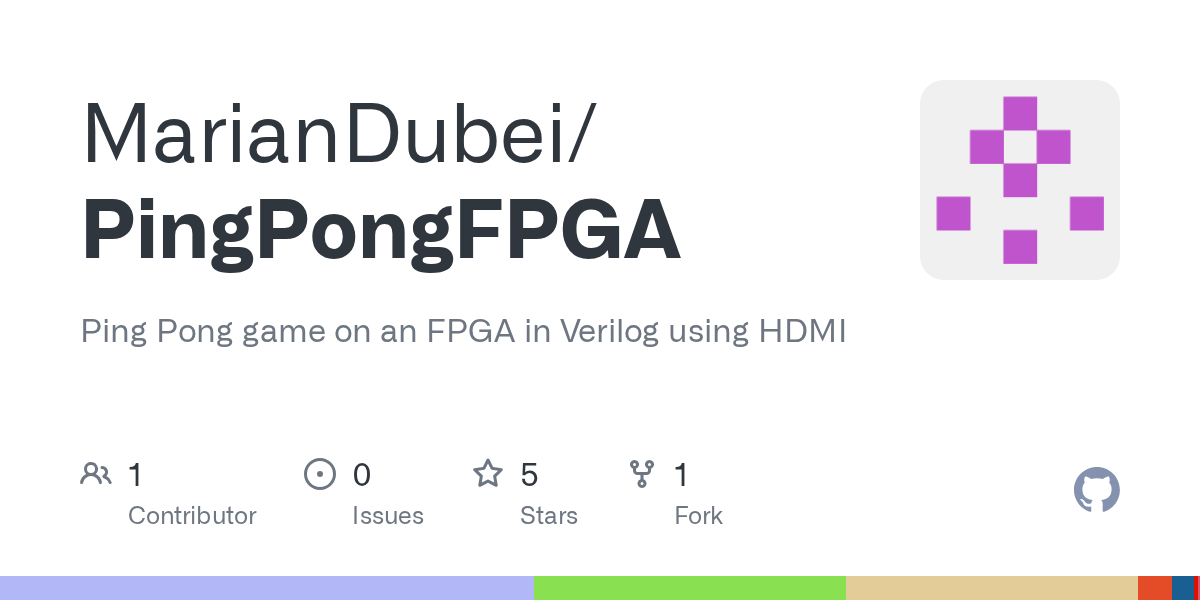 GitHub MarianDubei/PingPongFPGA Ping Pong game on an FPGA in Verilog using HDMI