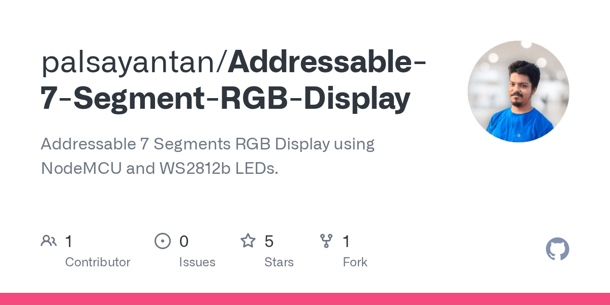 GitHub palsayantan/Addressable7SegmentRGBDisplay Addressable 7
