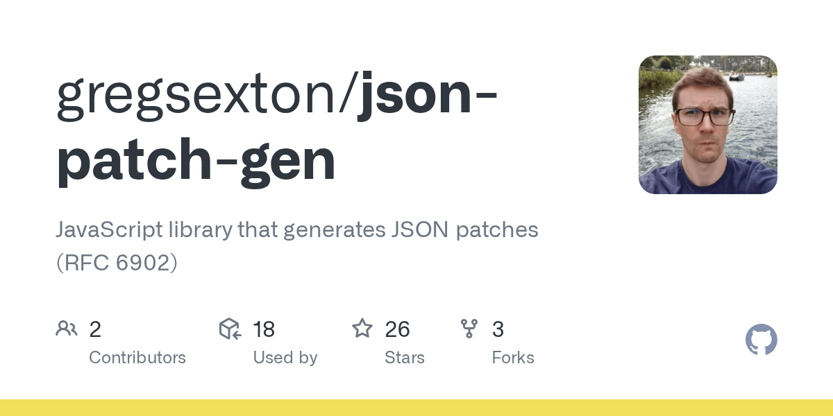 GitHub gregsexton/jsonpatchgen JavaScript library that generates