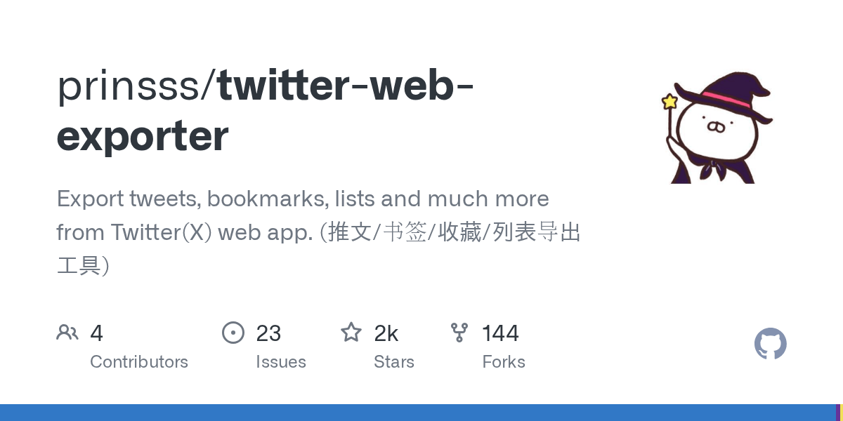 GitHub prinsss/twitterwebexporter [WIP] Export tweets, bookmarks