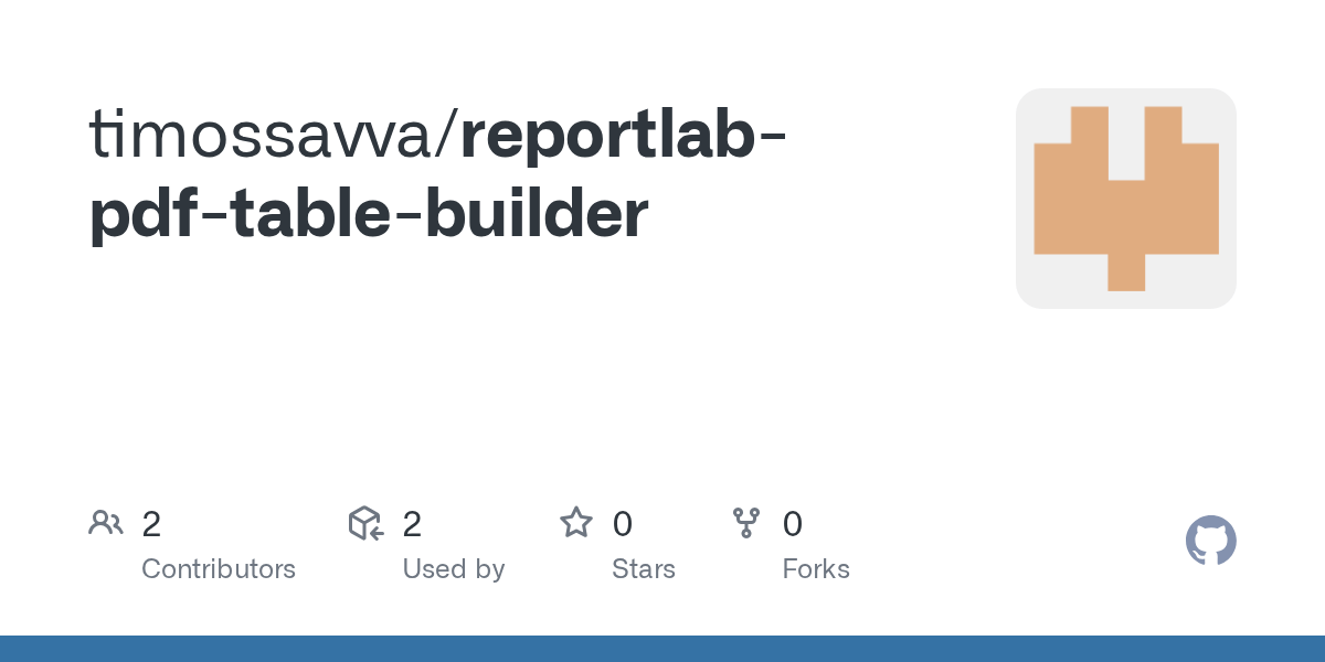 GitHub timossavva/reportlabpdftablebuilder